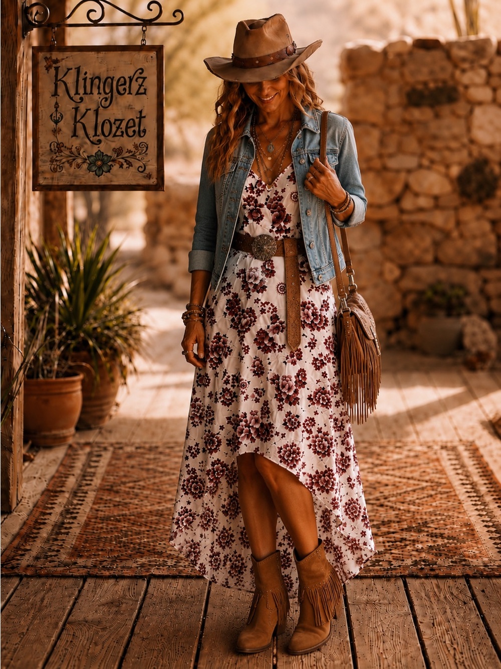 Joyfolie NWT Burgundy Floral Boho Midi Dress | Adjustable Straps | XS NWT